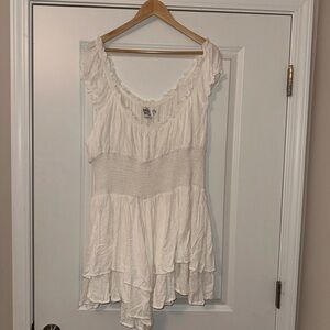 Princess Polly white mini romper with ruffles, size 20